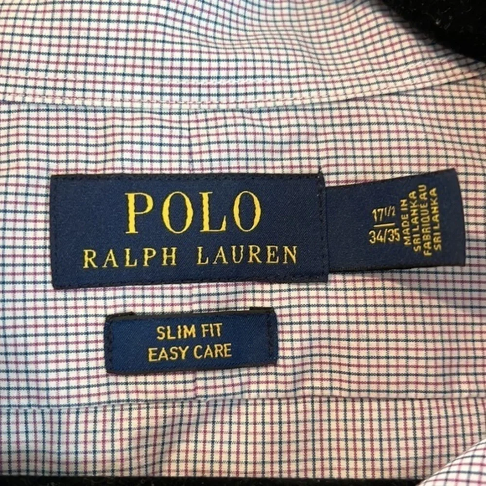 Polo By Ralph Lauren Long Sleeve Button Down Slim Fit‎ Dress Shirt Men's Sz 17.5